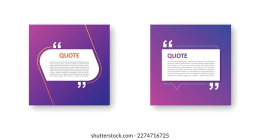 Quote frame blank template icon in flat style. Empty speech bubble vector illustration on isolated background. Textbox sign business concept.