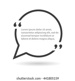 Quote frame. Blank template. Simple block quote round  frame. Vector illustration