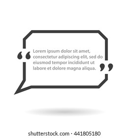 Quote frame. Blank template. Simple block quote frame. Vector illustration