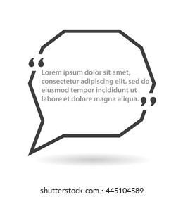 Quote frame. Blank template. Simple block quote frame. Vector illustration