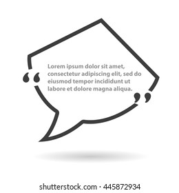 Quote frame. Blank template. Simple block quote frame. Vector illustration.