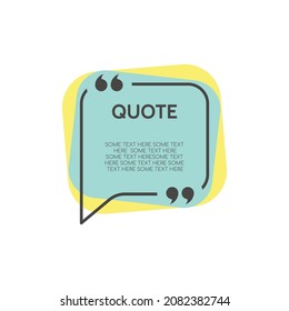 Quote frame border colorful vector. Speech bubble text box quotes.