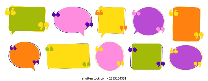 Quote frame. Quote box. Vector set.