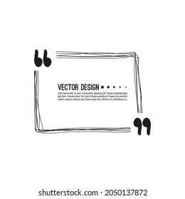 Quote frame with commas. Vector speech bubble quotation, comment, message border.