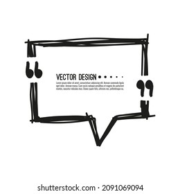 Quote frame with commas. Vector speech bubble quotation, comment, message border.