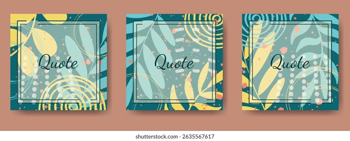 Quote frame flourish template. Empty aesthetic blank with copy space for text. Square format quotation