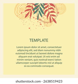 Quote frame flourish template. Empty aesthetic blank with copy space for text. Square format quotation