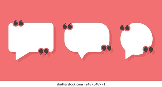 Quote frame icon in flat style. Speech bubble vector illustration on isolated background. Comment sign business concept.