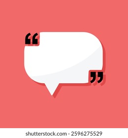 Quote frame icon in flat style. Speech bubble vector illustration on isolated background. Comment sign business concept.