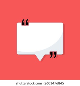 Quote frame icon in flat style. Speech bubble vector illustration on isolated background. Quote bubble box template. Comment mark business concept.