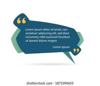 Quote frame or mention quotations remarks template. Info tag, quote textbox blog or discussion citation memo word label. Isolated vector banner