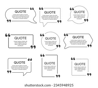 Quote frame notes. Quote box icon. Texting quote boxes. Quote frame and note vector templates