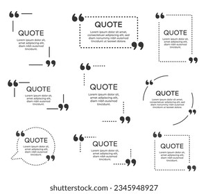 Quote frame notes. Quote box icon. Texting quote boxes. Quote frame and note vector templates