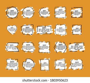 Quote frame notes.
Layout for links and digital information.
Set of blank quote frame templates. Text in brackets, quote blank speech bubbles, quote bubbles. Isolated template. Vector illustration.

