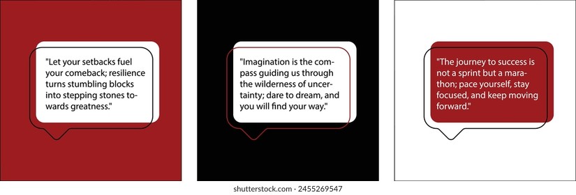 Quote in frame on quote boxes, Maroon and Black template, text box, Vector illustration.