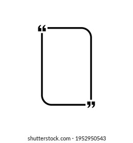 Quote frame on white background. Speech dialog frame with comma. Square bubble brackets. Quoting remark icons. Empty business card.Vector illustration. EPS 10.