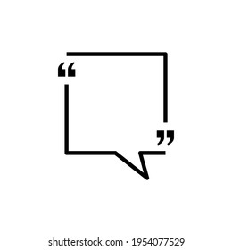 Quote frame on white background. Speech dialog frame with comma. Square bubble brackets. Quoting remark icons. Empty business card.Vector illustration. EPS 10.