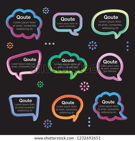 Quote Frames 3D Isolated on black Background, vector Illustration.