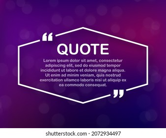 Quote frames. Blank template with print information design quotes. Vector stock illustration.