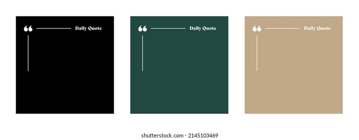 Quote Frames Blank Template Set. Modern Empty Quote Templates with Copy Space for Text. Quotation Mark Border Text Box on Colour Backgrounds