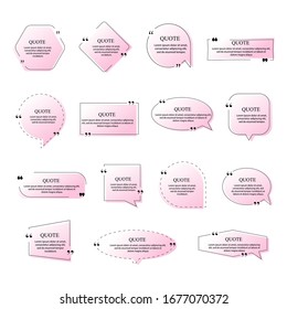 Quote frames. Blank template. Blank template quote text info design boxes quotation bubble blog quotes symbols. 