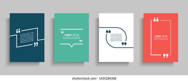 Quote frames blank templates set  Text in brackets  citation empty speech bubbles  quote bubbles  Textbox isolated color background  Vector illustration 