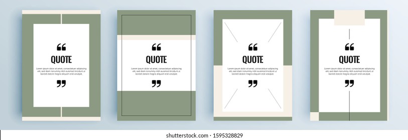 Quote frames blank templates set. Text in brackets, citation empty speech bubbles, quote bubbles. Textbox isolated on color background. Vector illustration.