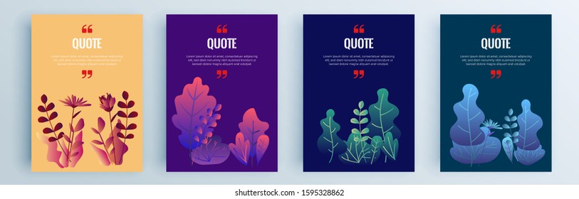 Quote frames blank templates set. Text in brackets, citation empty speech bubbles, quote bubbles. Textbox isolated on color background. Vector illustration.