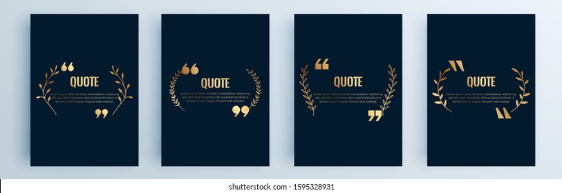 Quote frames blank templates set. Text in brackets, citation empty speech bubbles, quote bubbles. Textbox isolated on color background. Vector illustration.