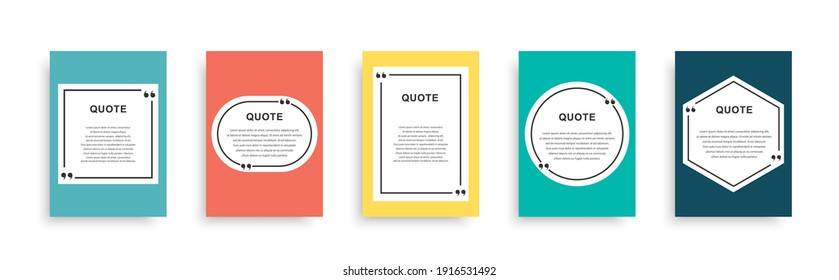 Quote frames blank templates set. Speech bubbles with quote marks. Texting quote boxes. Blank template quote text info design boxes quotation bubble blog quotes symbols. Vector illustration