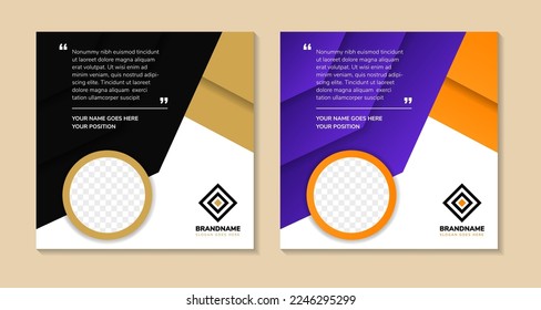 Quote frames blank templates set. Text in brackets, citation empty speech bubbles, geometric quote bubbles. Textbox isolated on color background. Vector illustration with photo collage.