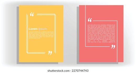 Quote frames blank templates set. Text in brackets, citation empty speech bubbles, quote bubbles. Textbox isolated on color background. Vector illustration.