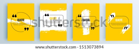 Quote frames blank templates set. Text in brackets, citation empty speech bubbles, quote bubbles. Textbox isolated on color background. Vector illustration.