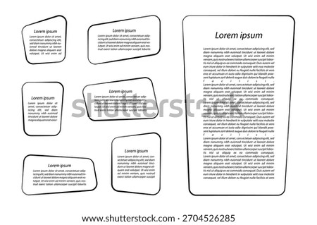 Quote frames blank templates set. Text in brackets, citation empty speech bubbles, quote bubbles vector.
