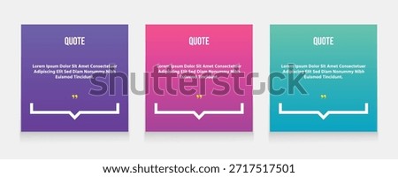 Quote frames blank templates set. Set of speech bubble quotes template. Textbox isolated on a color background. Testimonials text in brackets, citation empty quote bubbles.