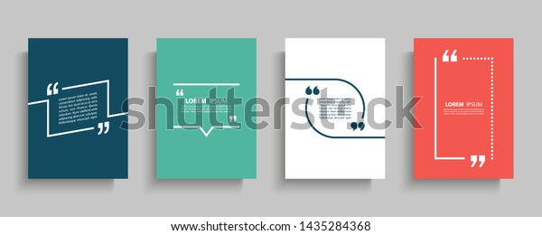 Quote frames blank templates set.\
Text in brackets, citation empty speech bubbles, quote bubbles.\
Textbox isolated on color background. Vector\
illustration.