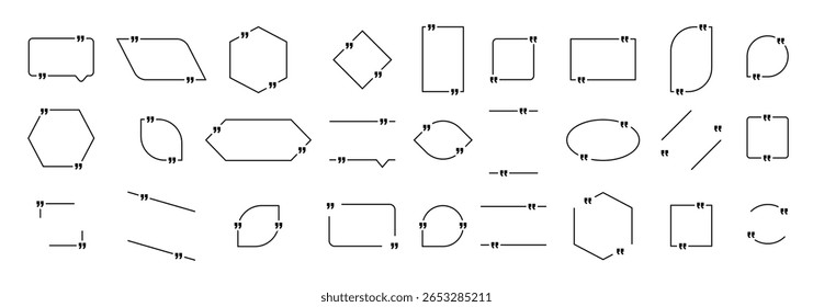 Coleção de quadros de cotação. Cotação. Citação. Aspas para o texto. Bolhas de cotação. Ilustração vetorial