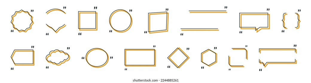 Colección de marcos de cita. Plantilla de cuadro de comillas de conjunto de comentarios. Ilustración del vector