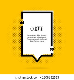 Quote frames on a yellow background. Blank template with print information for quote design. Vector illustration.