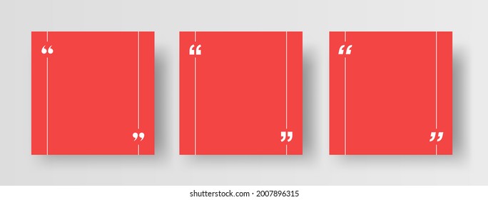 Quote Frames Template Set. Collection of Blank Frame Templates for Quotes. Isolated on Square Banner Background for Social Media Post.