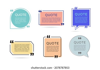 Quote frames templates. set of Colorful speech bubbles. Chat and talk icon. Design elements. vector illustration.