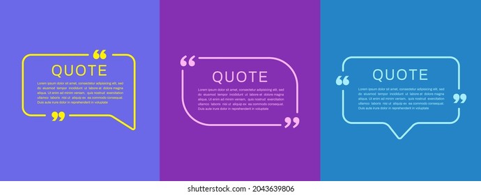 Quote frames templates. Set of quote text bubbles. Modern design. Vector illustration