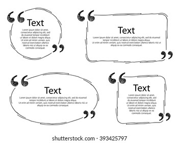 Quote frames templates set vector illustration. Hand drawn scribble design.