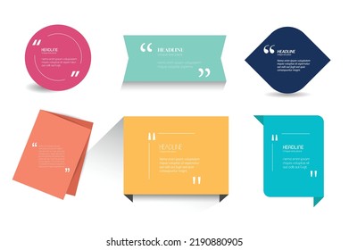 Quote frames with text templates set. Box frame vector. 