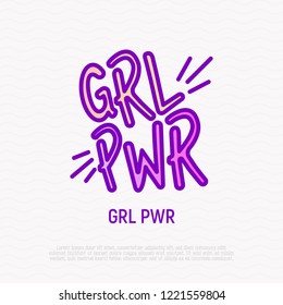 Quote: girl power thin line icon. Sticker in thin line icon style. Modern vector illustration.