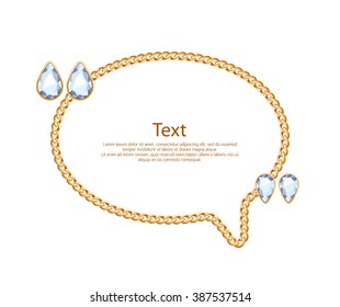 Quote golden ring and diamonds bubble frame template vector illustration. Good for jewelry design.