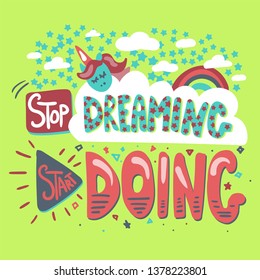Quote hand drawn vector color lettering