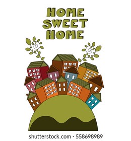 Quote "Home sweet home" vector illustration 