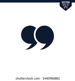 quote icon collection in glyph style, solid color vector