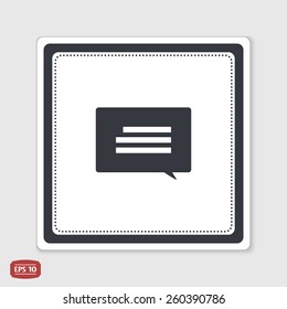 Quote icon. Direct oration sign. Speech bubble symbol. Flat design style. Made in vector illustration. Emblem or label with shadow.